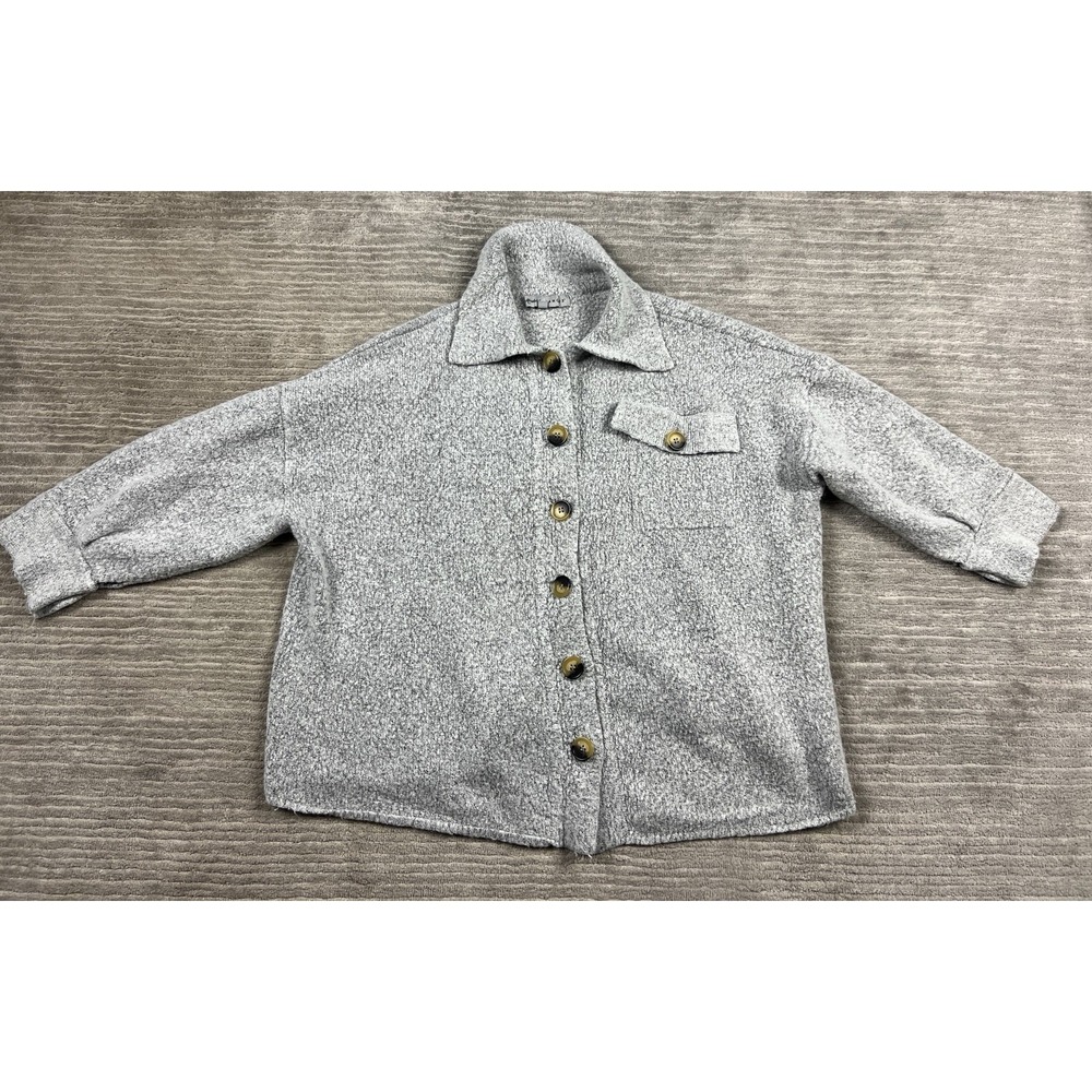 Almost Famous‎ Sweater Womens XL Gray Cardigan Button Front 3/4 Sleeve Acrylic